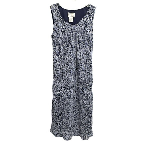 Karin Stevens Vintage 90's Navy Mini Floral Sleeveless Midi Dress Fully Lined 16 - Picture 1 of 4